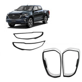 Headlight Taillight Covers For Mazda BT-50 2020- 2024 Matte Black Trims