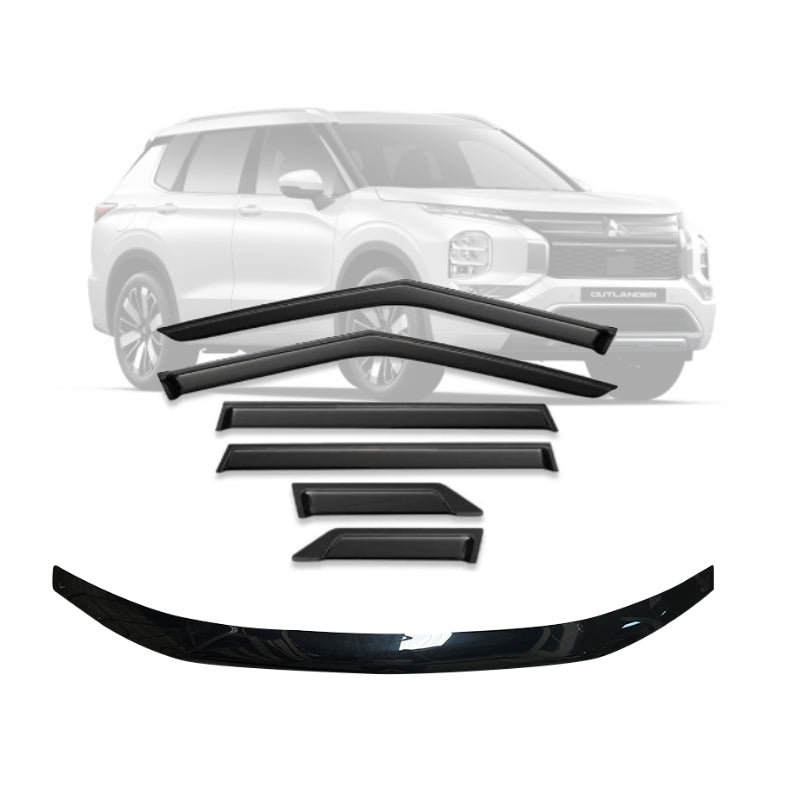 Mitsubishi Outlander Bonnet Protector & Weathershields Combo 2021–2025 | Full Protection Kit