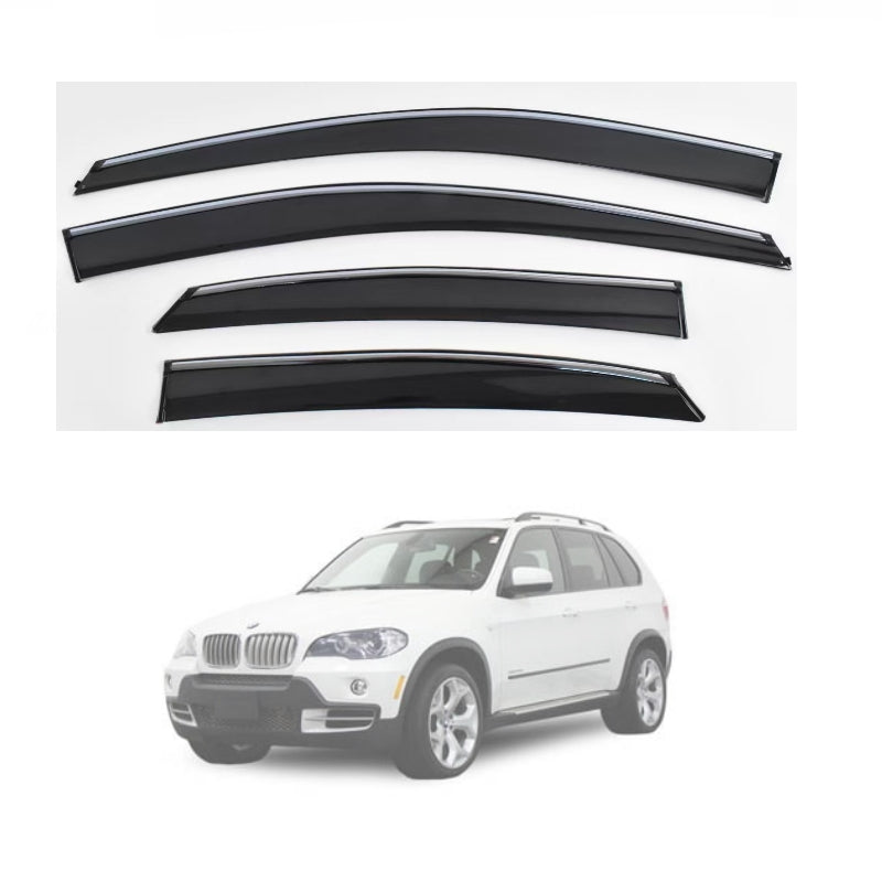 Weathershields Window Visors for BMW X5 E70 2007–2013 | 4-Piece Slimline Smoke Tint Set