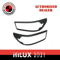 Matte Black Head lights Trim Cover to suit Toyota Hilux SR5 Rogue 2020 2021+