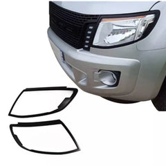 Matte Black Head lights Trim Cover to suit Ford Ranger PX I 2012-2015