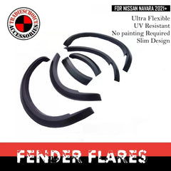MATTE BLACK SLIM OEM FENDER FLARES SUITS NISSAN NAVARA NP300 D23 2020-2023 SMOOTH FINISH
