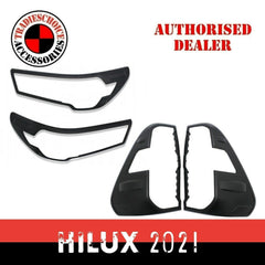 Black Front Rear Tail Light Lamp Cover For Toyota Hilux Mk3 2020 2021 2022 SR5 A