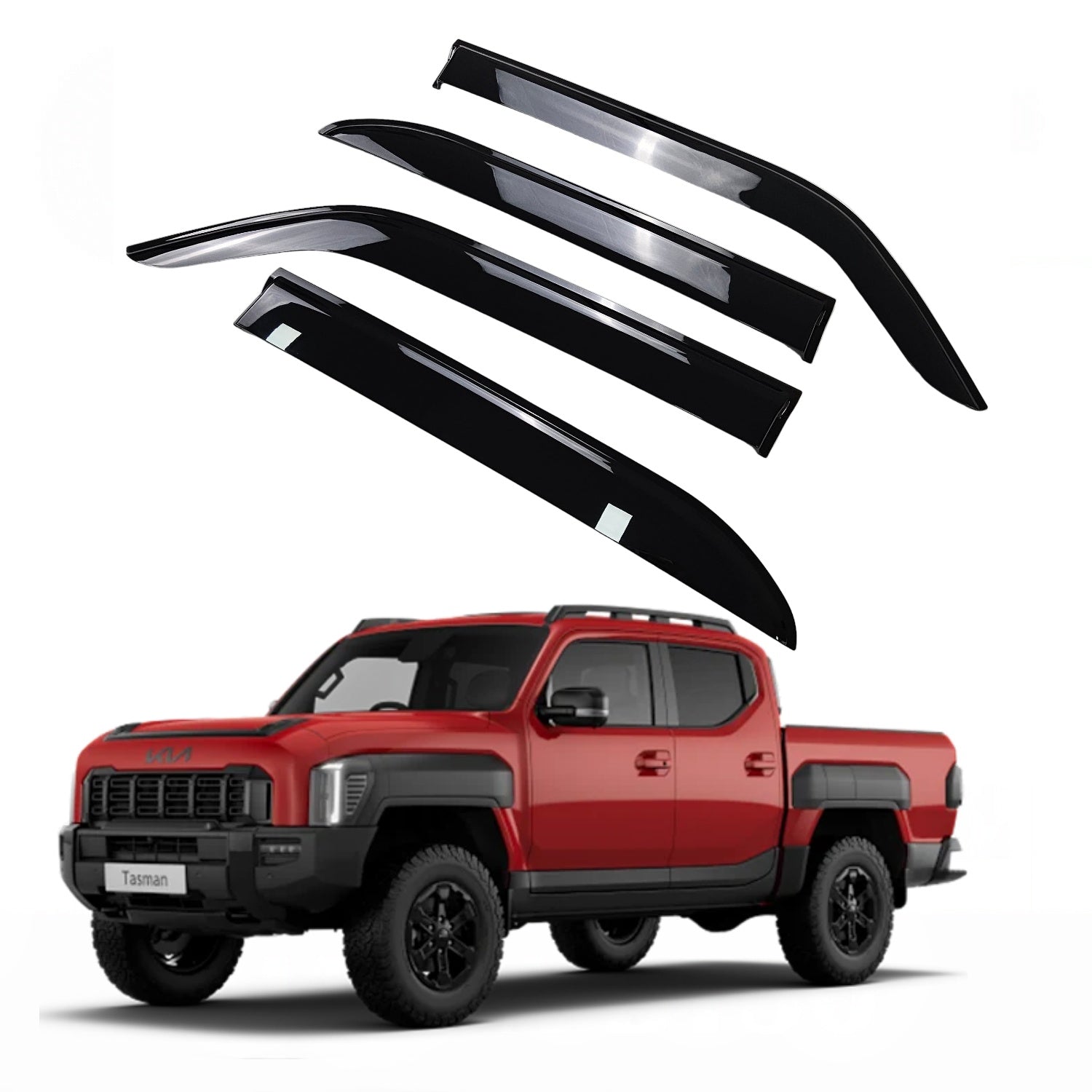 Luxury Weathershields Window Visors for Kia Tasman 2025 Onwards | 4-Piece Slimline Smoke Tint Set
