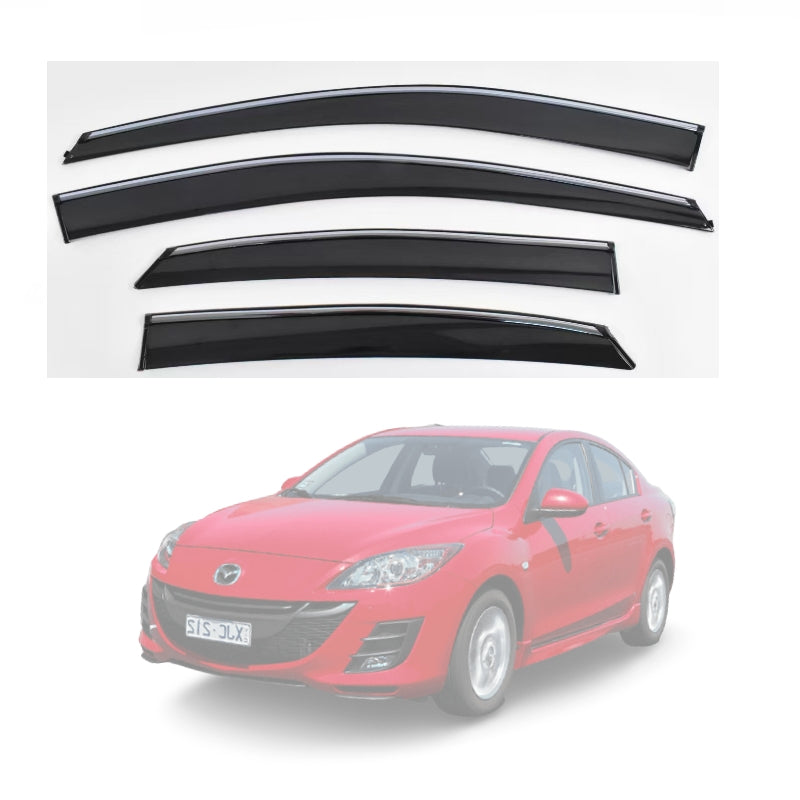 Weathershields Window Visors for Mazda 3 BL Sedan 2009–2013 | 4-Piece Slimline Smoke Tint Set