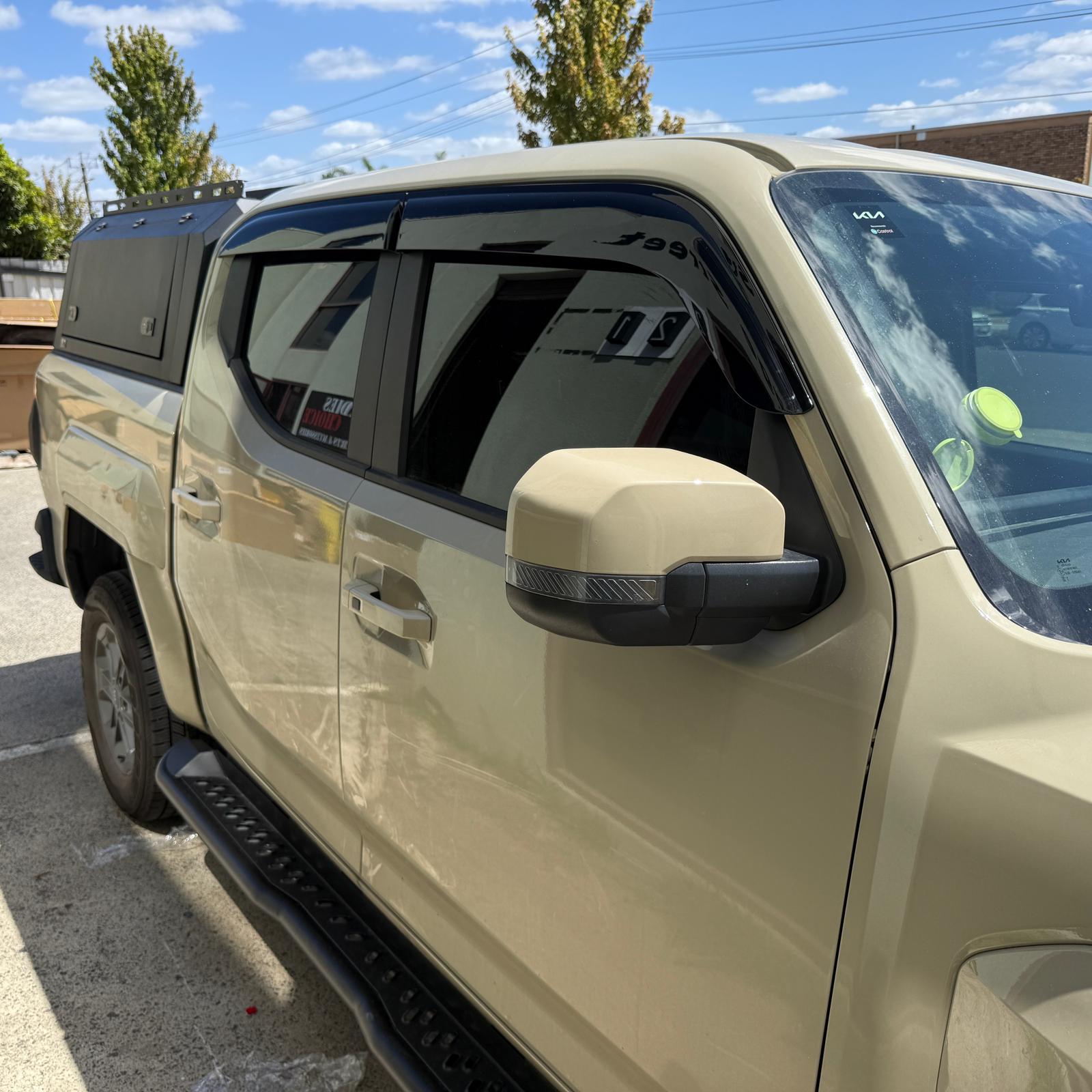 Luxury Weathershields Window Visors for Kia Tasman 2025 Onwards | 4-Piece Slimline Smoke Tint Set