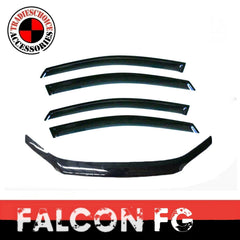 TRADIESCHOICE Bonnet Protector + Weather Shields for Ford FG Falcon XR XR6 XR8 2008-2014 | Style and Protection Combo