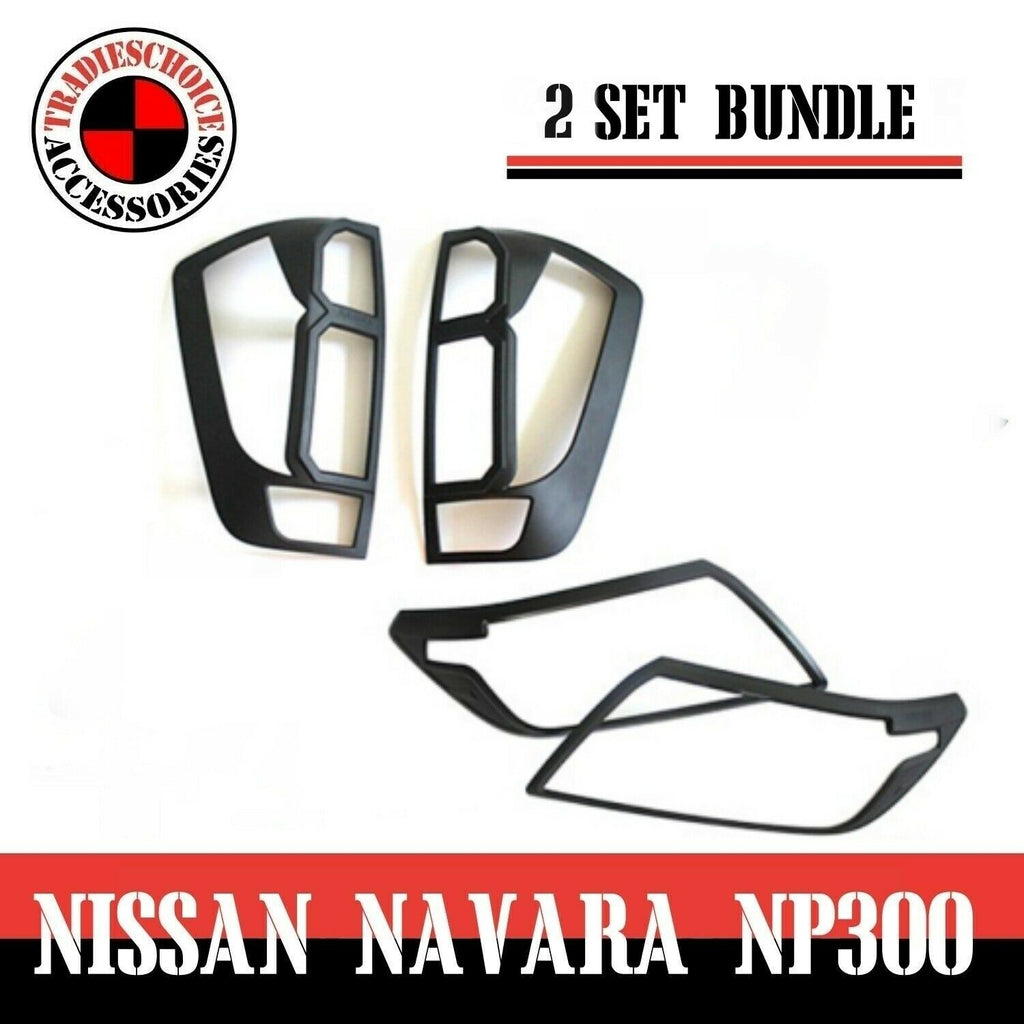 TRADIESCHOICE Black Head Light and Tail Light Lamp Covers for Nissan N
