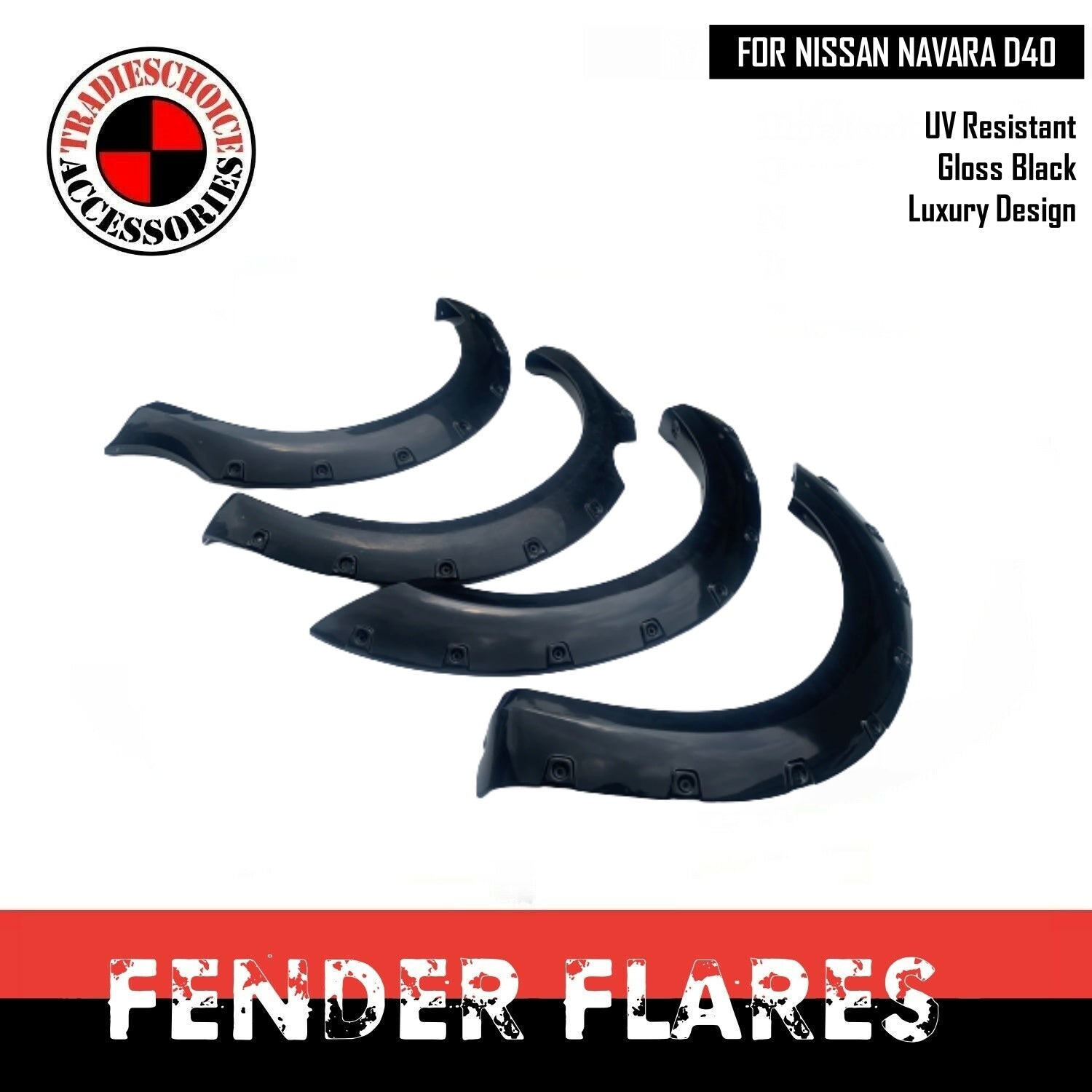 POCKET FENDER FLARES WITH SUITABLE FOR NISSAN NAVARA D40 08-14 WHEEL BLACK ST ST-X