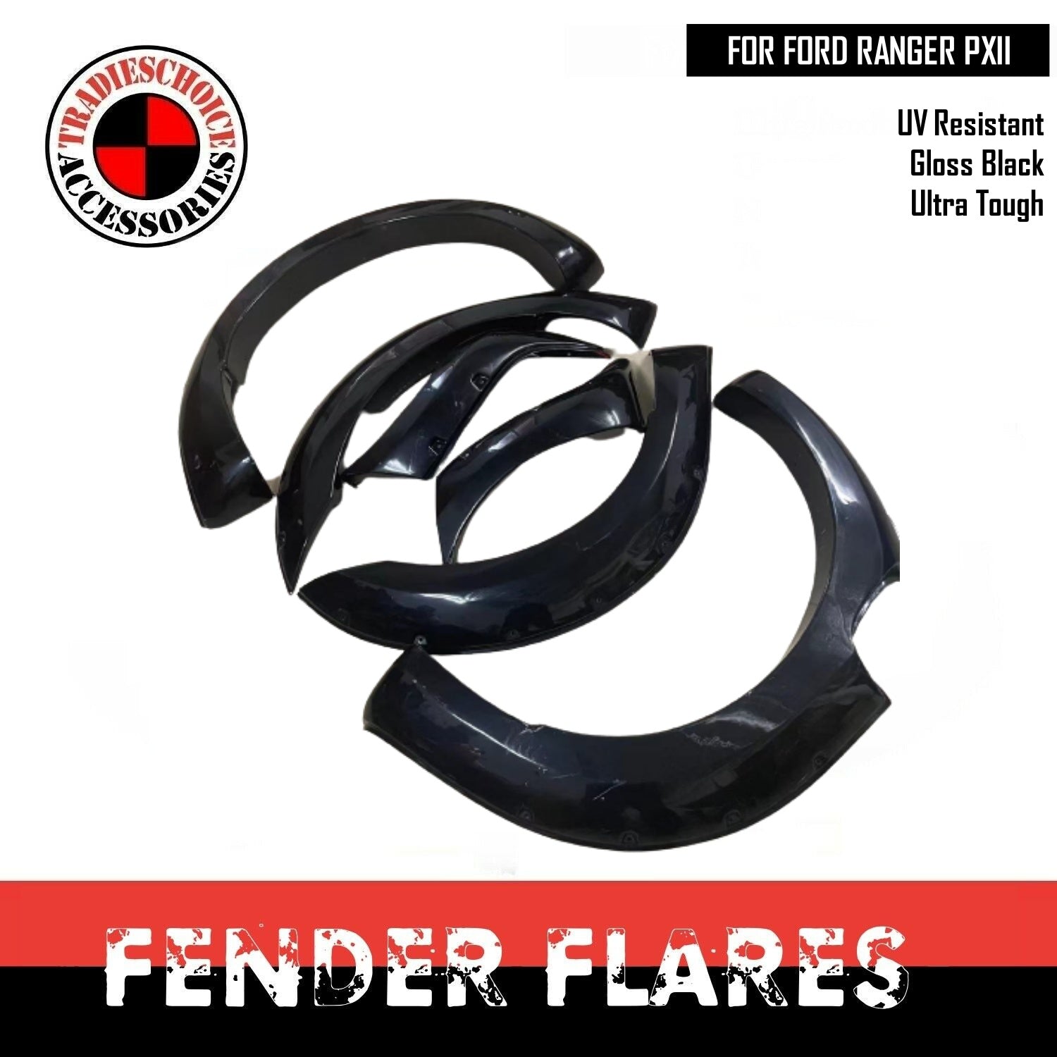 Gloss Black Fender Flares Fits for Ford Ranger PX2 MKII 2015-2018 Pocket style