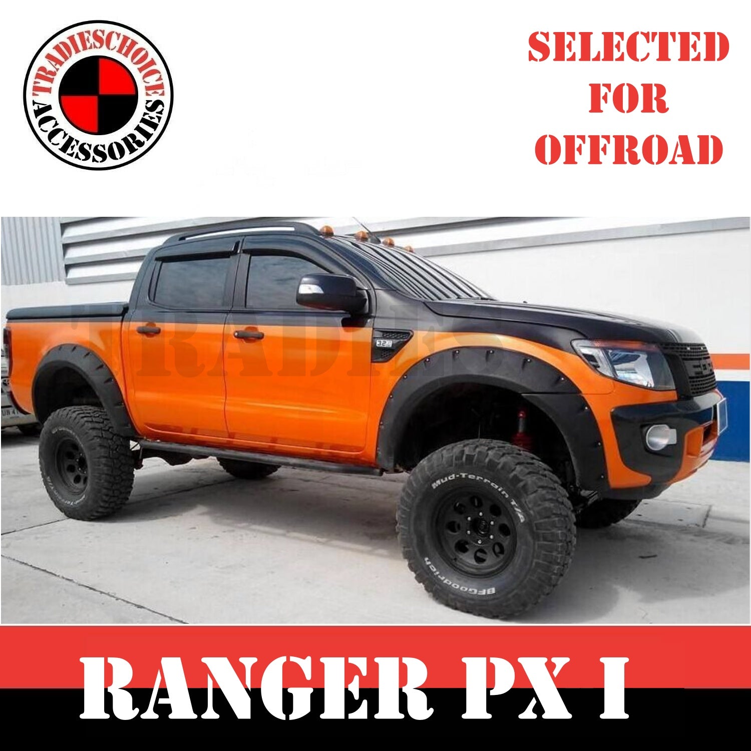 JUNGLE FENDER FLARES TEXTURE BLACK GUARD TRIM FITS FORD RANGER PX 1 2012-2015