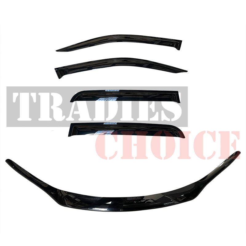 TRADIESCHOICE Bonnet Protector & Weathershields Window Visors for Toyota Hilux 2015-2019 REVO | Complete Protection and Style Package