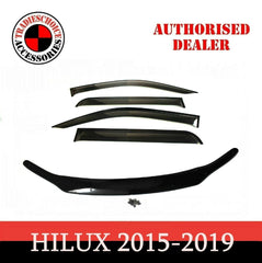 TRADIESCHOICE Bonnet Protector & Weathershields Window Visors for Toyota Hilux 2015-2019 REVO | Complete Protection and Style Package