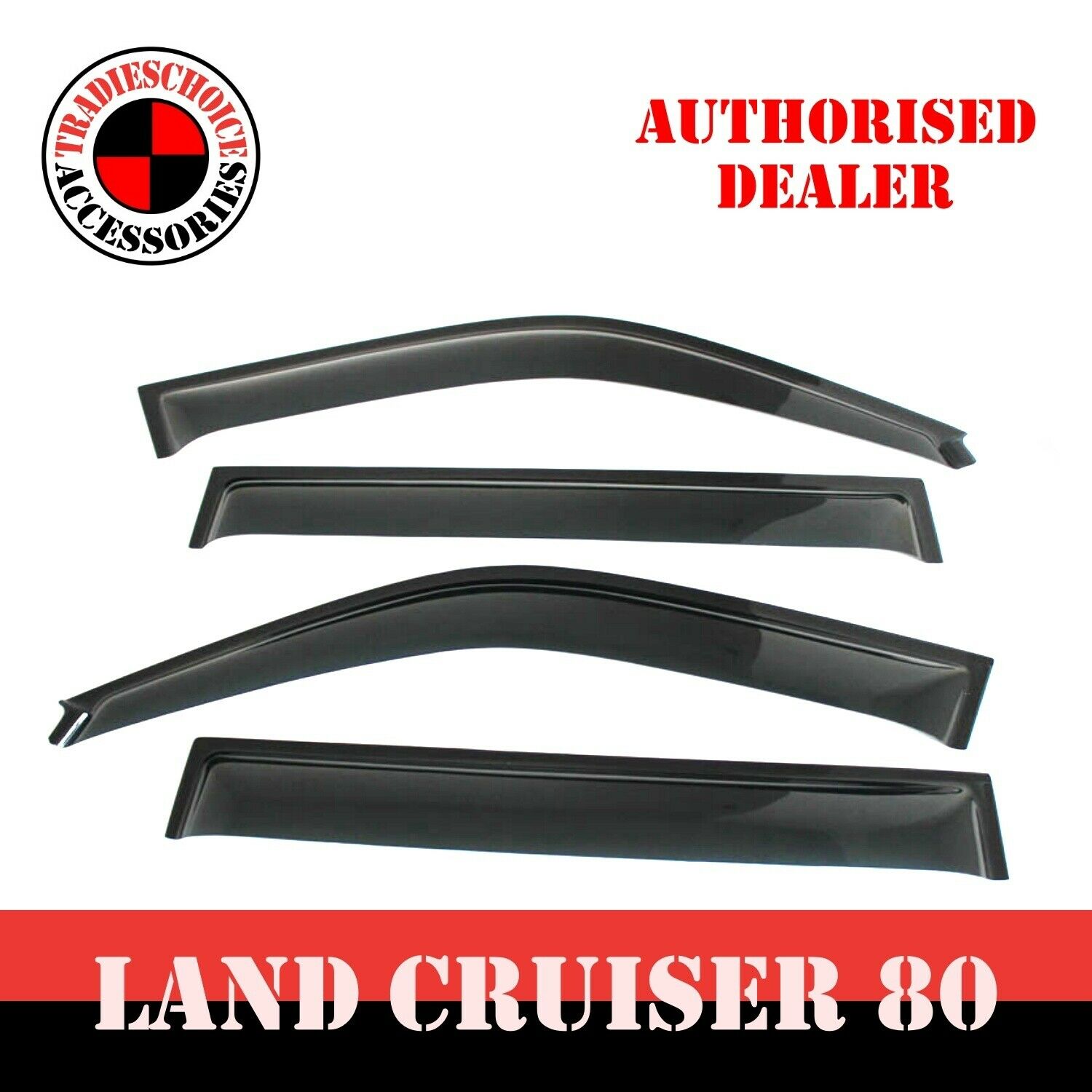 TRADIESCHOICE Weathershields Weather Shield for Land Cruiser 80 Series 1990-1998 | Set of 4 Visors