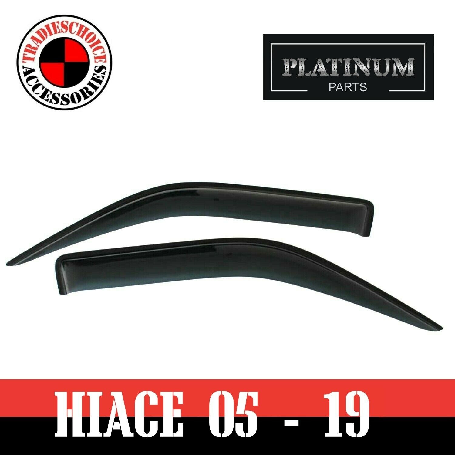 TRADIESCHOICE Weathershields Weather Shields Window Visors for Toyota Hiace 2005-2019 (S) | Style and Protection