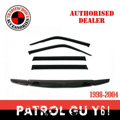 TRADIESCHOICE Bonnet Protector & Window Visors Weather Shield for Nissan Patrol GU Y61 1998-2004 | Enhanced Protection and Style Package
