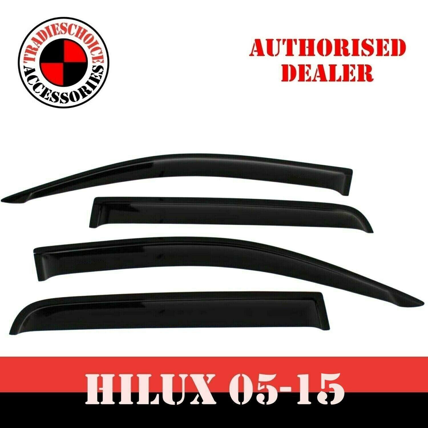 TRADIESCHOICE Weathershields Weather Shield Window Visor for Toyota Hilux Dual Cab 2005-2015 | Enhance Style and Comfort