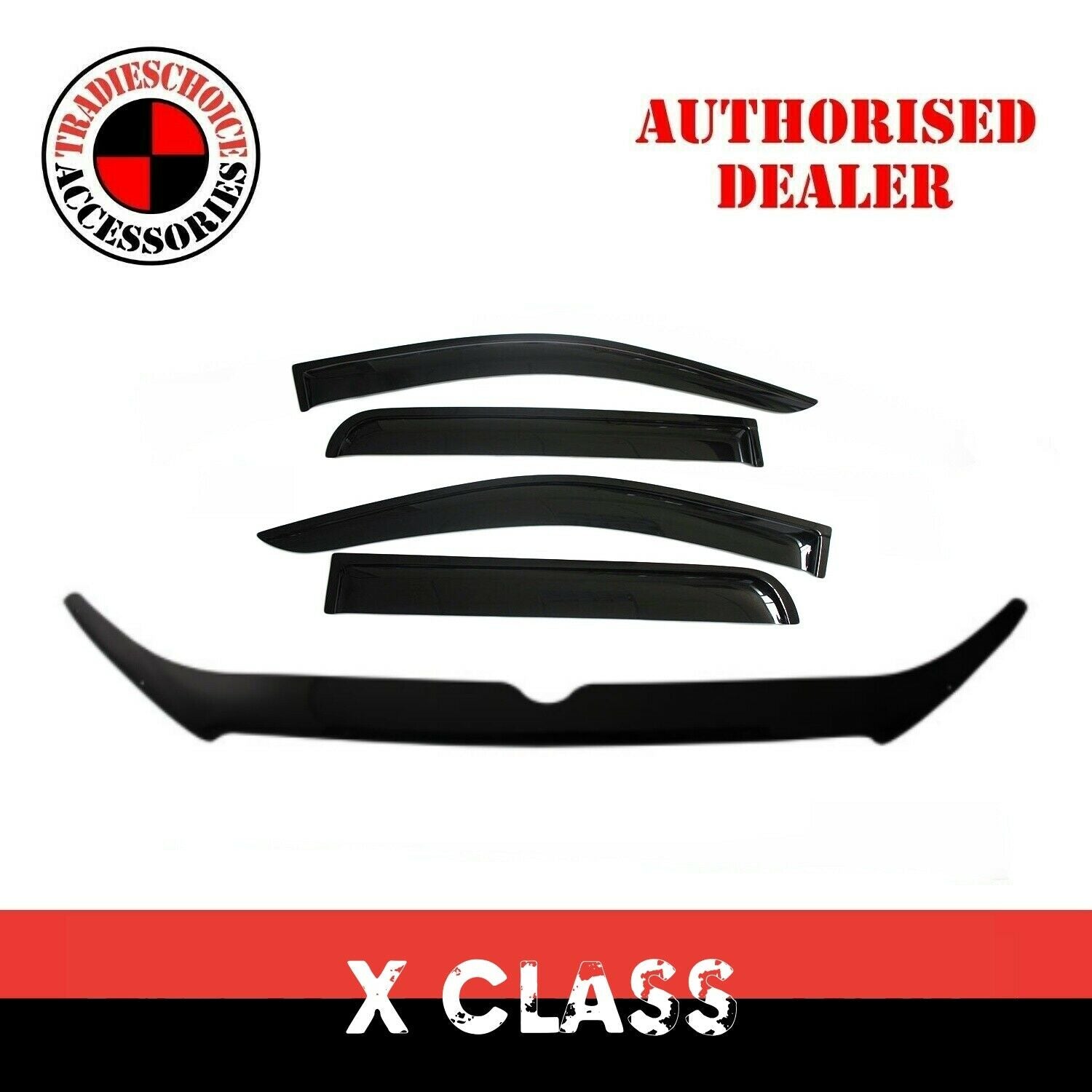 TRADIESCHOICE Bonnet Protector + Weathershields + Sun Visors for Mercedes X-Class 2018-2020 | Tinted for Style, Comfort, and Protection