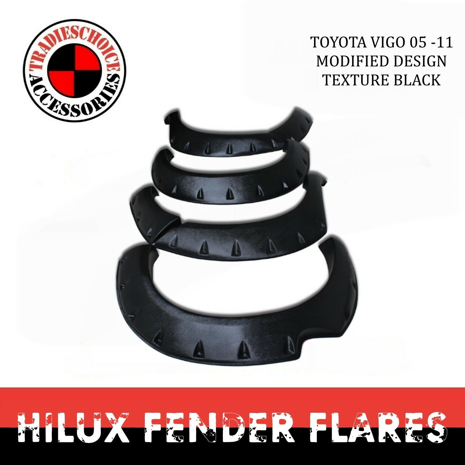 TRADIESCHOICE Monster Texture Black Fender Flares for Toyota Hilux N70 2005-2011 SR SR5 | Aggressive Style and Protection