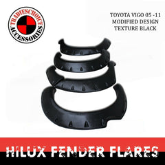 TRADIESCHOICE Monster Texture Black Fender Flares for Toyota Hilux N70 2005-2011 SR SR5 | Aggressive Style and Protection
