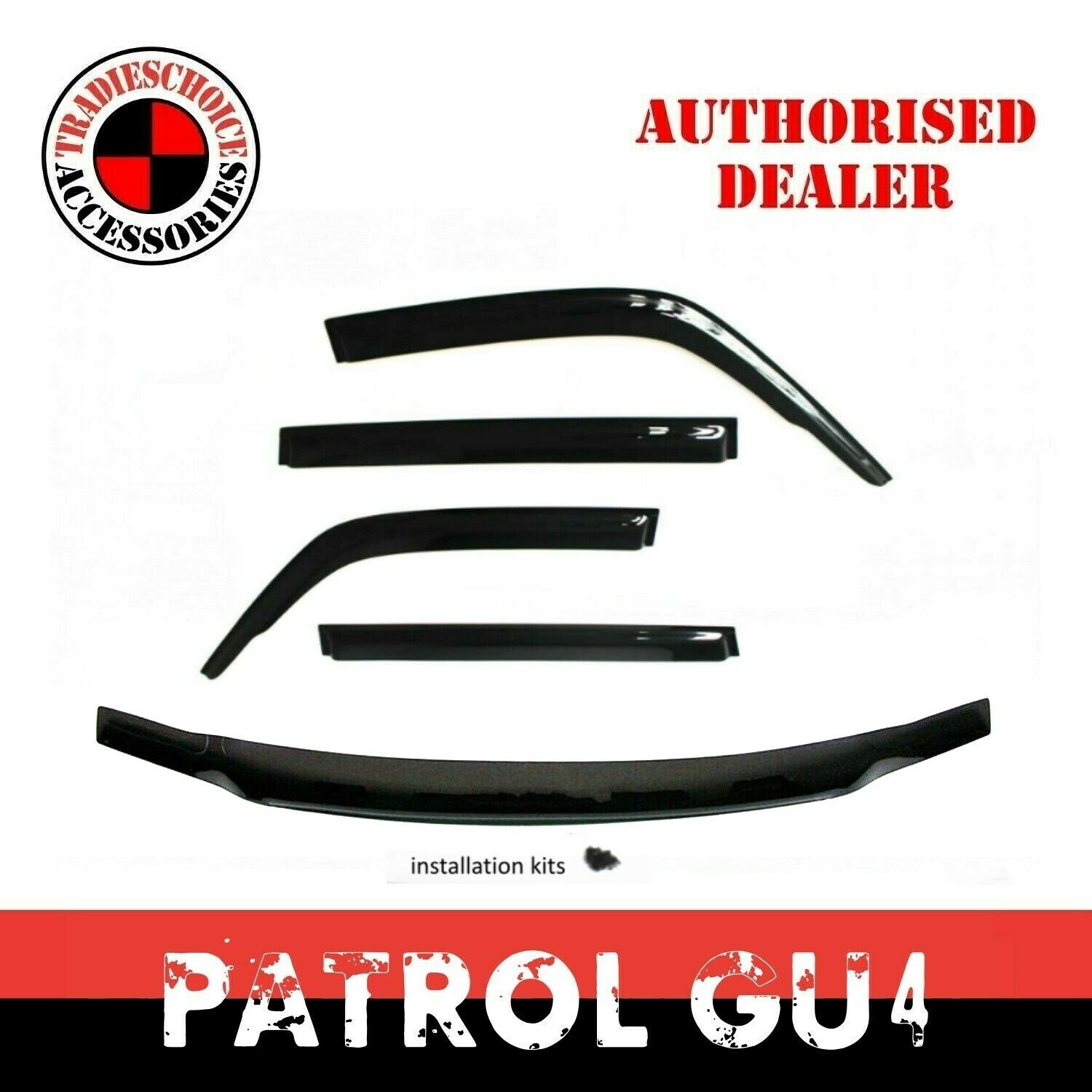TRADIESCHOICE Bonnet Protector & Window Visors Weather Shield for Nissan Patrol GU4+ Y61 2004-2016 | Style and Protection