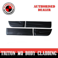 TRADIESCHOICE Side Door Body Moulding Cladding Trim for Triton MQ 2015-2018 | Matte Black Finish